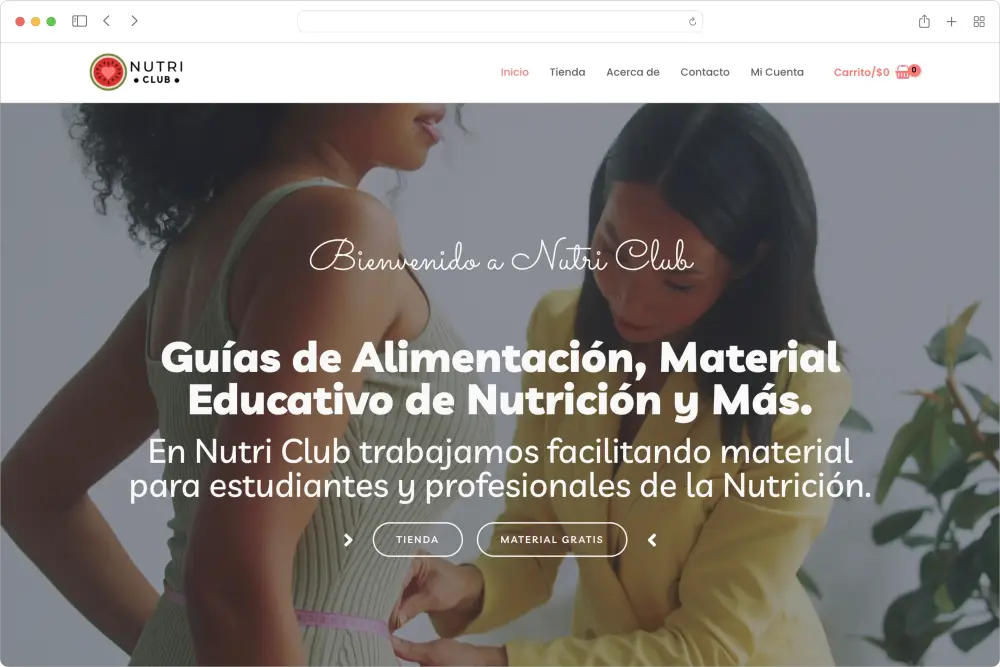 Captura de pantalla de Nutriclub.cl